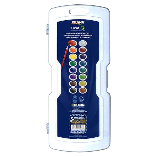 DIXON TICONDEROGA COMPANY; Prang® 16 Colors Watercolor Oval Pan with Brush; Category:Paint Pans & Pots; Image:1